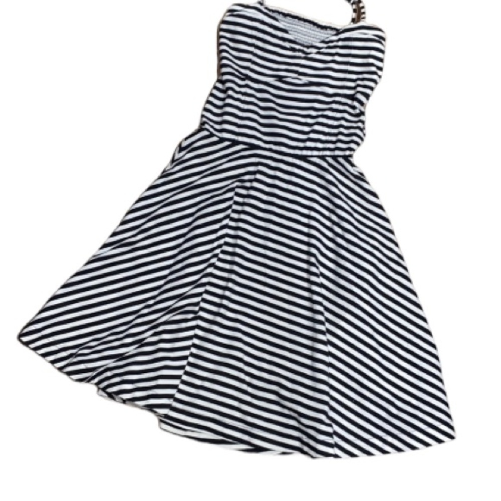 Aeropostale skater‎ dress black white NEW striped cut out back smocked small